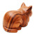 Hand Painted Suar Wood Cat Statuette 'Lazy Cat'