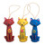 Hand Painted Cat Ornaments Set of 3 'Christmas Cats'
