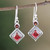 Hand Crafted Garnet and Sterling Silver Dangle Earrings 'Blissful Red'
