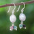 Thai Tourmaline and Cultured Pearl Dangle Earrings 'Sweet Sea'