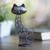 Wrought Iron Black Cat-Themed Statuette 'Slinky Cat'