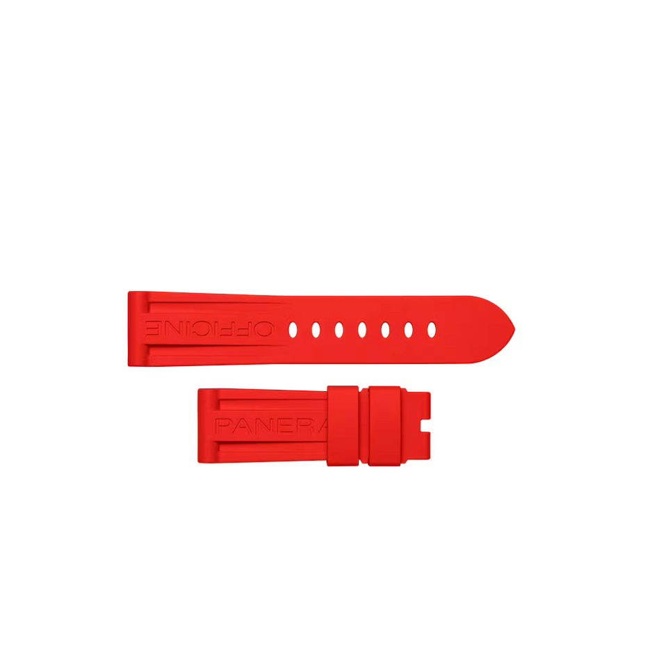 Red Panerai Rubber STrap 24/22 for 44mm Panerai Models Luminor, Marina, Radiomir