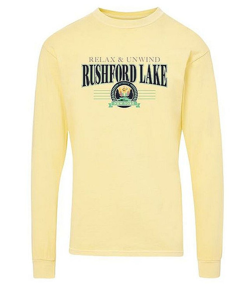 RELAX & UNWIND-RUSHFORD LAKE SUN KISSED YELLOW L/S TEE
Costal Color-Sun Kissed Yellow
100% Cotton
Available Sizes: S,M,L.XL,2XL