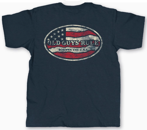 OLD GUYS RULE -BORN IN THE USA S/S TEE

ON CHEST  &

FULL BACK:OLD GUYS RULE  BORN IN THE U.S.A

100% Cotton

Sizes: M, L, XL., 2XL,