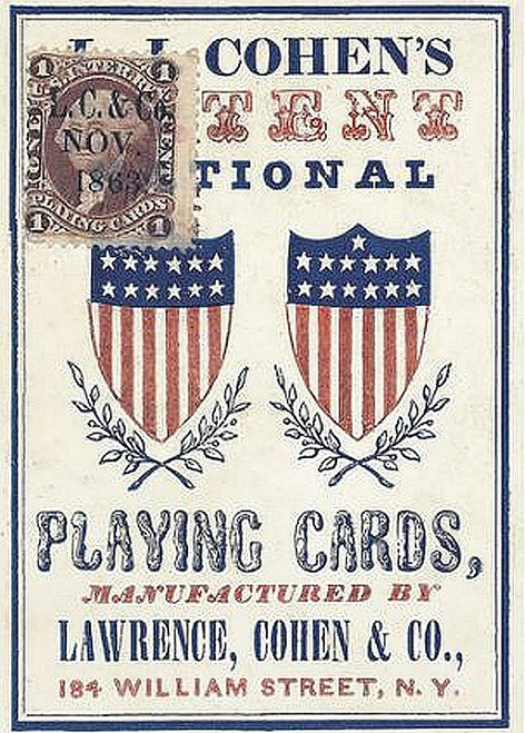 A Reproduction of a Civil War Playing Card Deck With:Full Length-Single Ended Court  Figuires
Box Facsimile Of Original Paper Wraper