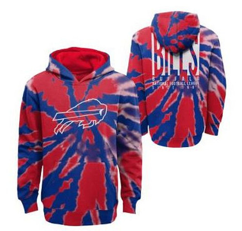 NFL Buffalo Bills YOUTH Tie Dye Hoodie
70% Cotton, 30 % Polyester
Designs on both front & back of Hoodie
Front Pockets
Official License Product!