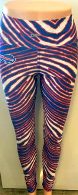 Buffalo Bills Blue /Red /White Zebra Leggings
Fabric: 88% Polyester 12% Spandex
Logo on Right Hip
No Pockets
Machine Wash Cold Water
Official License Product