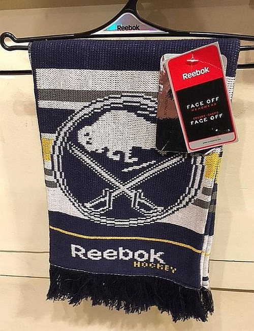 NHL Buffalo Sabres Navy Multi-Color Face Off Scarf
100% Acrylic
One Size Fits Most
Official License Product
By Reebok