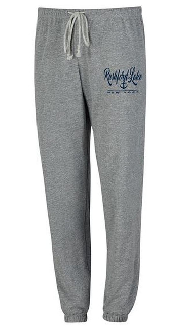 Rushford Lake Ladies Gray Terry Joggers
Left Leg Screen Print
Elastic Waistband
Sizes: S, M, L, XL