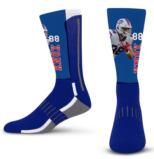 NFL Buffalo Bills Collectable-DAWSON KNOX #88
Size Medium: Mens (5-10), Womens (6-11)
Size Large: Mens (10-13)
Huge Logo, and Wordmark are all features of this Acrylic blended sock
Moisture Wicking
Official License Product!