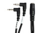 Hosa YMM-492 Air Travel Headphone Adaptor, 3.5 mm TRSF to Dual Right-angle 3.5 mm TS