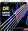 DR Strings HI-DEF NEON - WHITE Colored Electric Guitar Strings: Light 9-42
