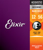 Elixir Strings 80/20 Bronze Acoustic Guitar Strings NANOWEB Coating, Light/Medium (.012-.056)