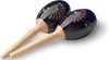 Stagg Pair of Oval Wooden Maracas, Flower Finish, Black, 19 cm (7.5")