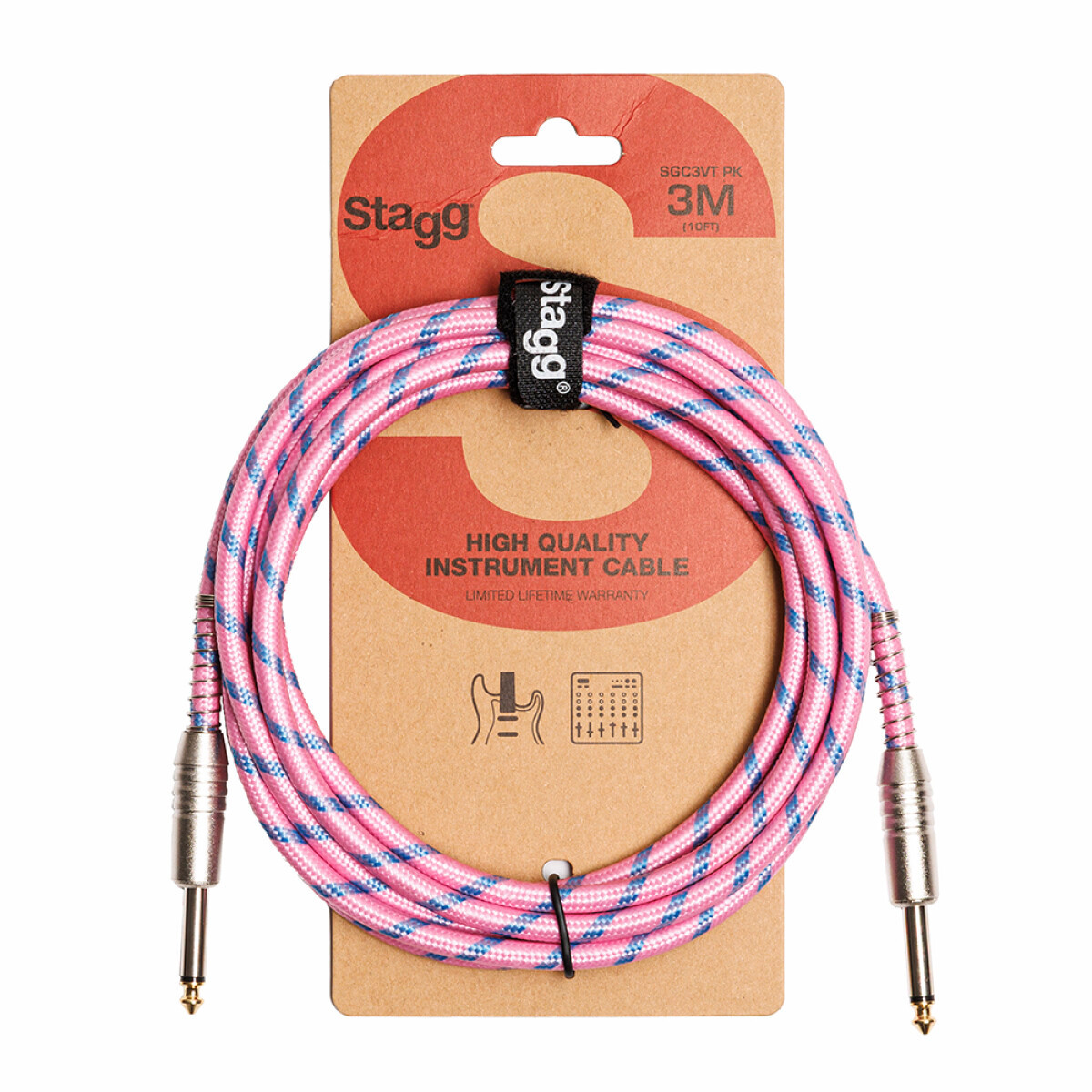 Stagg 3 m (10')  Vintage Tweed Cable-Straight to Straight PK