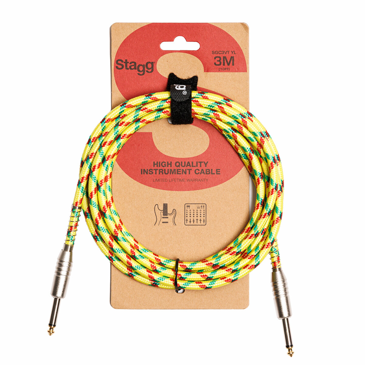 Stagg 3 m (10')  Vintage Tweed Cable-Straight to Straight YL