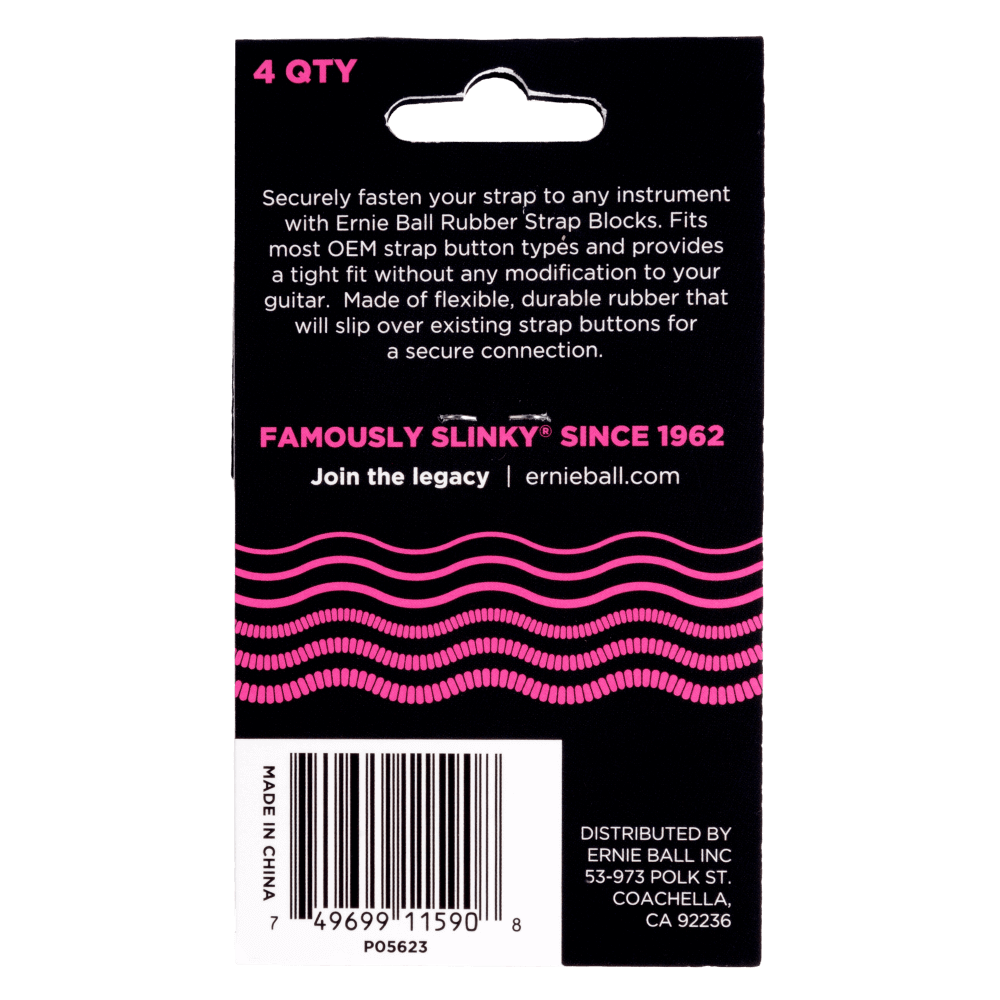Ernie Ball Strap Blocks - Pink - 4 Pack