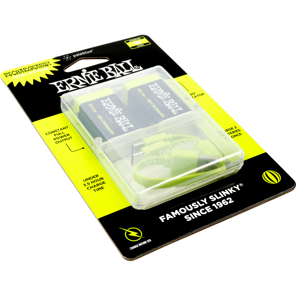 Ernie Ball USB-C Rechargeable 9v Battery by Paleblue - 2-pack