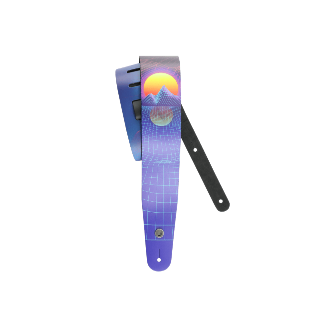 D'Addario Outrun Printed Leather Guitar Strap, Sunset
