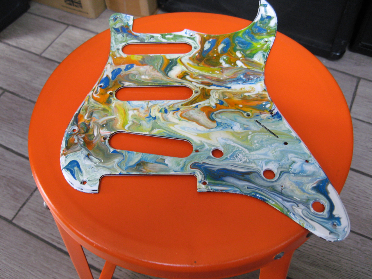 Custom Painted Stratocaster Pickguard -Partridge Family Swirl