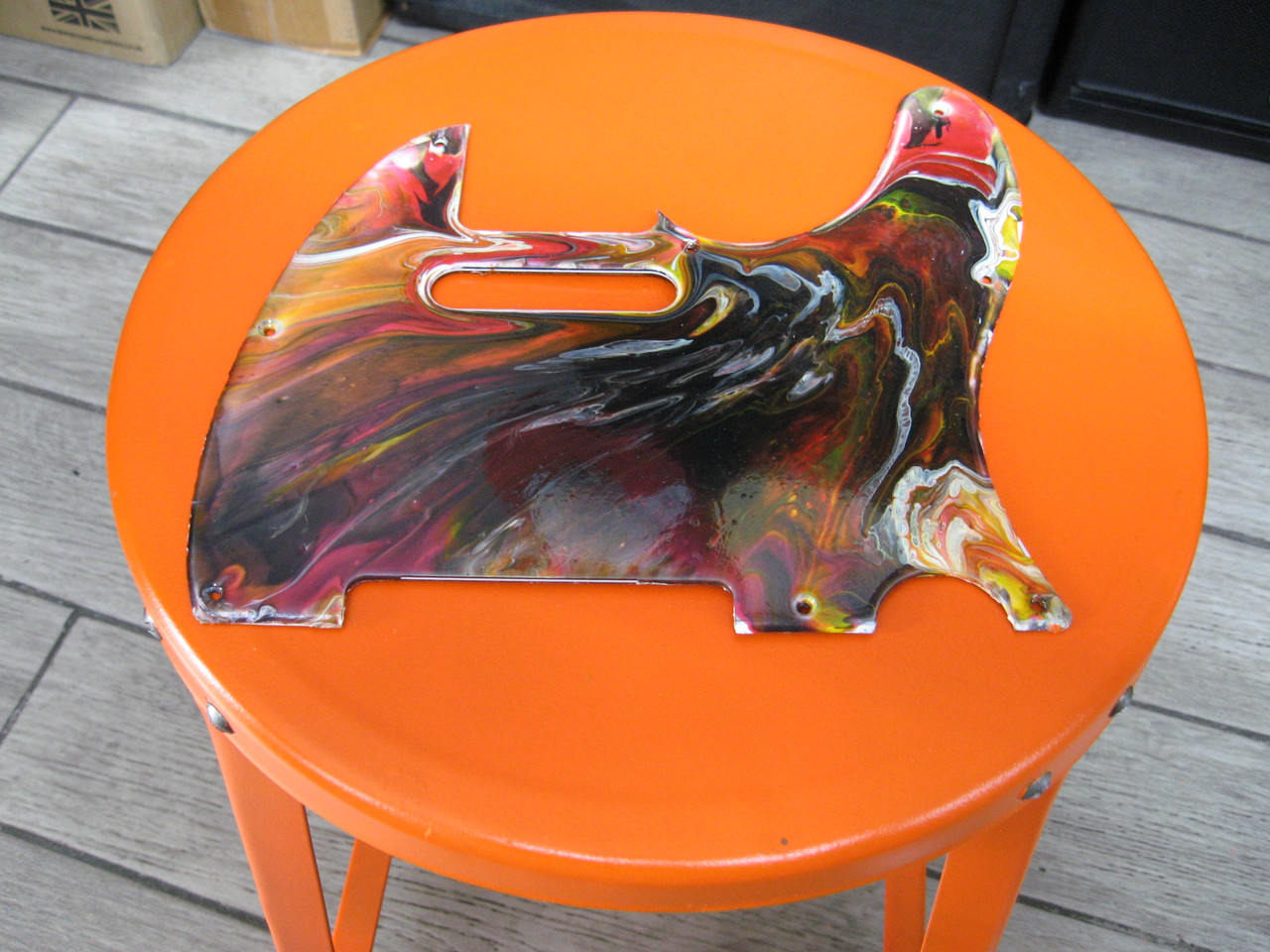 Custom Painted Telecaster Pickguard -Candy Cane Sushi