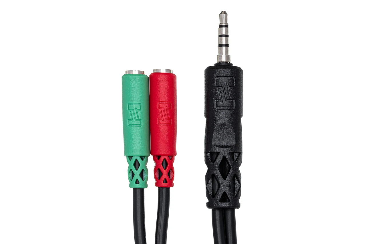 Hosa YMM-108 Headset/Mic Breakout Cable 3.5 mm TRRS to Dual 3.5 mm TRSF