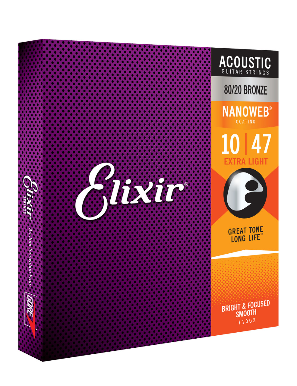 Elixir Strings 80/20 Bronze Acoustic Guitar Strings w NANOWEB Coating, Extra Light (.010-.047)