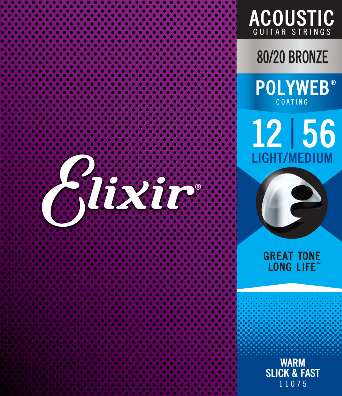 Elixir Strings 80/20 Bronze Acoustic Guitar Strings  POLYWEB Coating, Light/Medium (.012-.056)