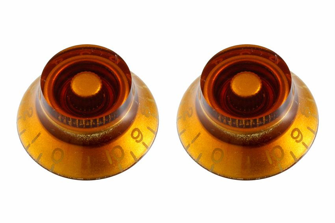 Vintage Style Bell Knobs Set of 2 Amber Left-handed