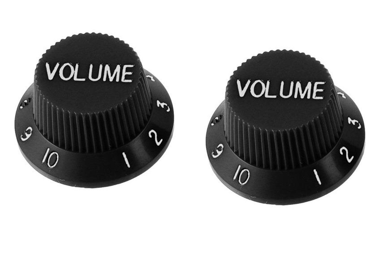 Black Volume Knobs For Stratocaster Set of 2 Plastic