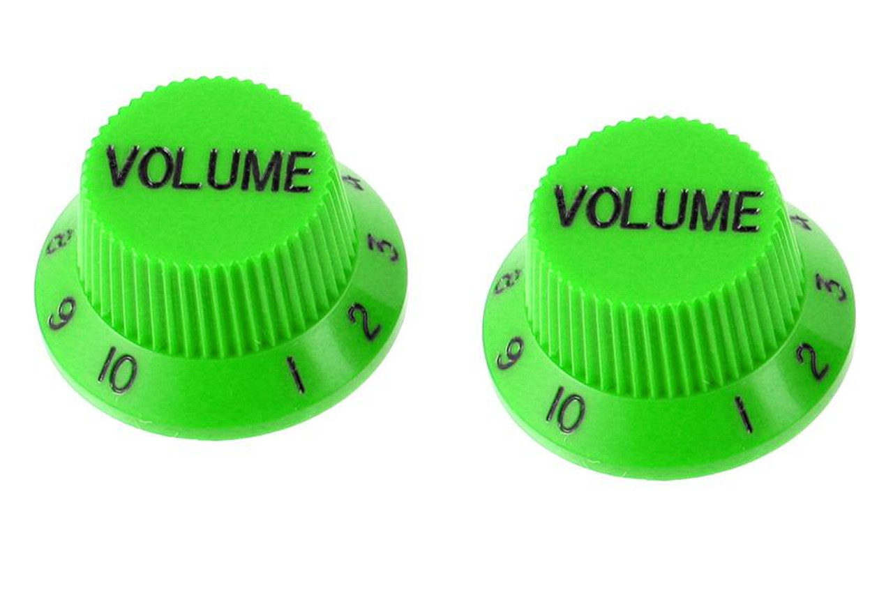 Green Volume Knobs For Stratocaster Set of 2 Plastic