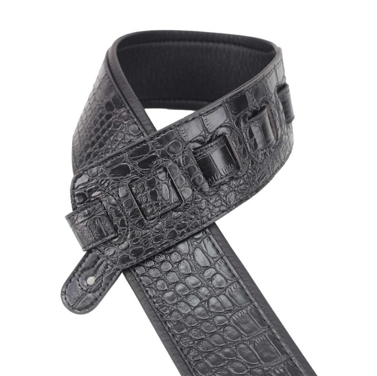Black Gator Strap With Padded Glove Leather Back