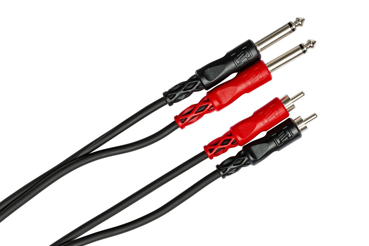 Hosa Stereo Interconnect Dual 1/4 in TS to Dual RCA 3 m