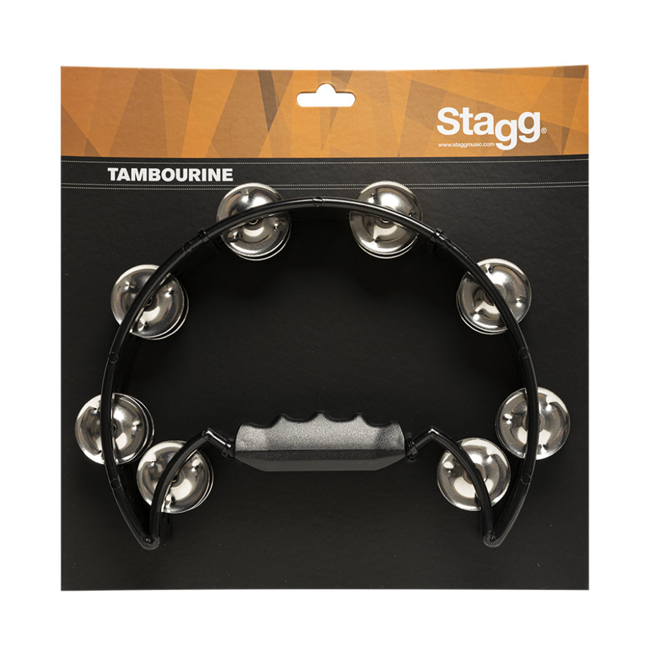 Stagg Cutaway Plastic Tambourine with 16 Jingles Black