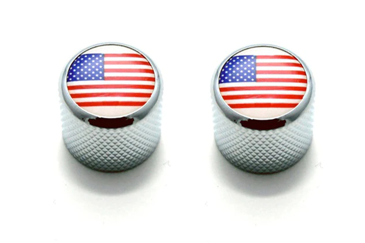 American US Flag Dome Knob Set Chrome