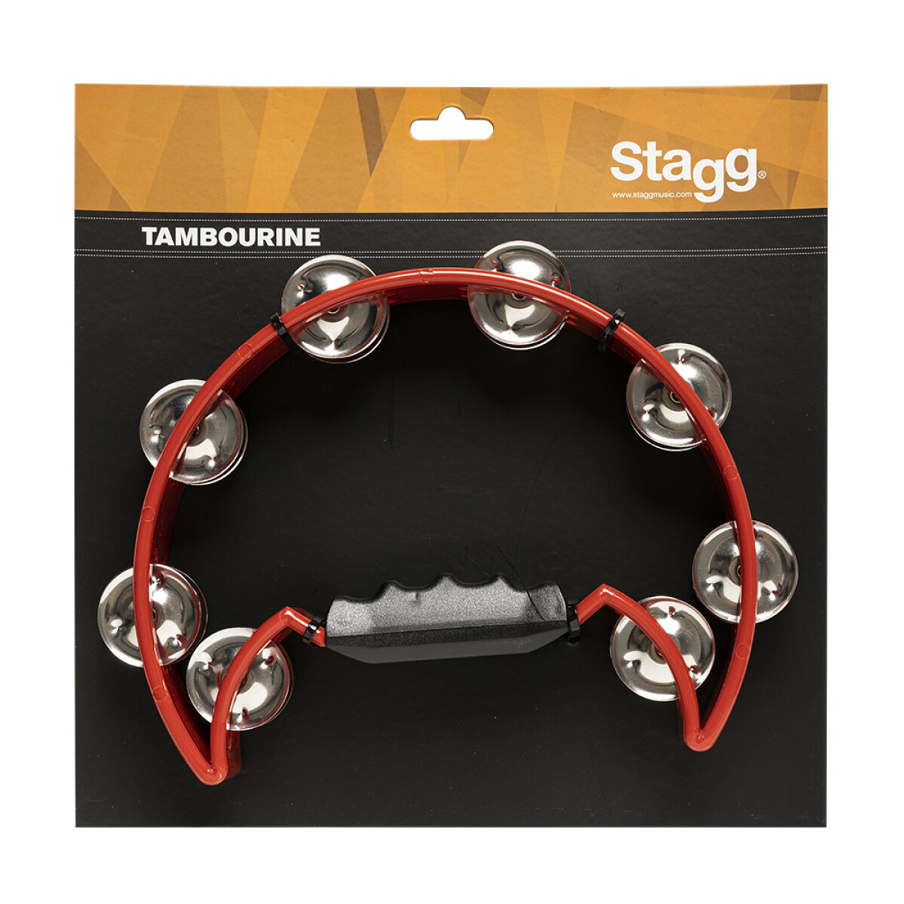Stagg Cutaway Plastic Tambourine with 16 Jingles Red