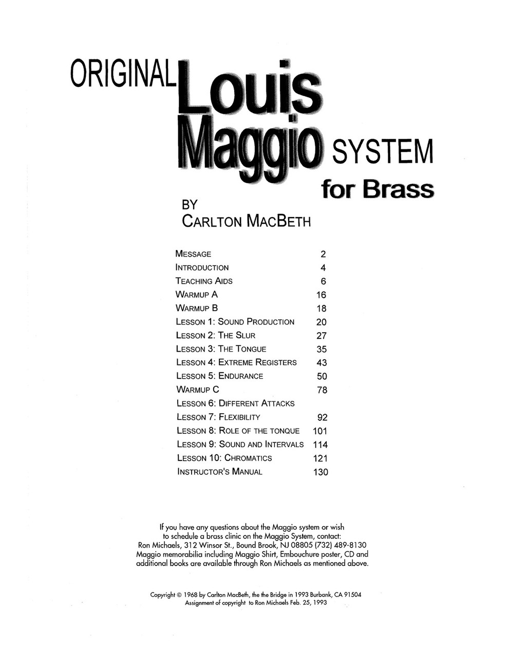 Original Louis Maggio System for Brass -Book