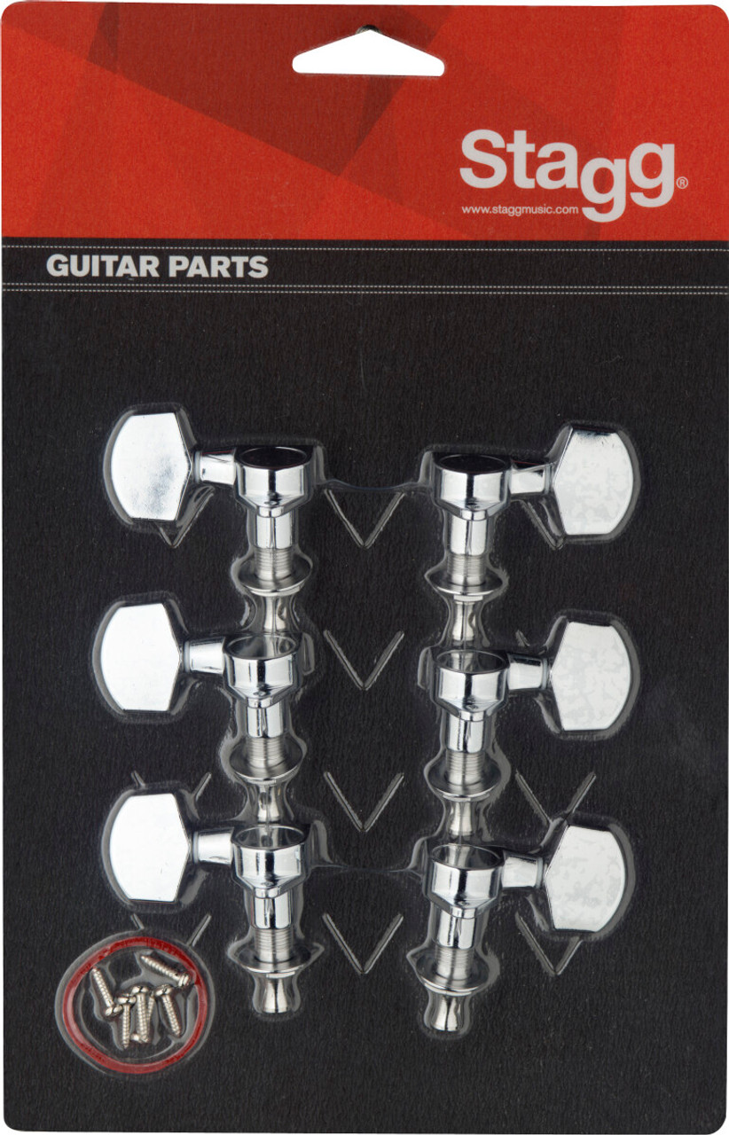 Stagg 3+3 Electric Machine Heads Chrome