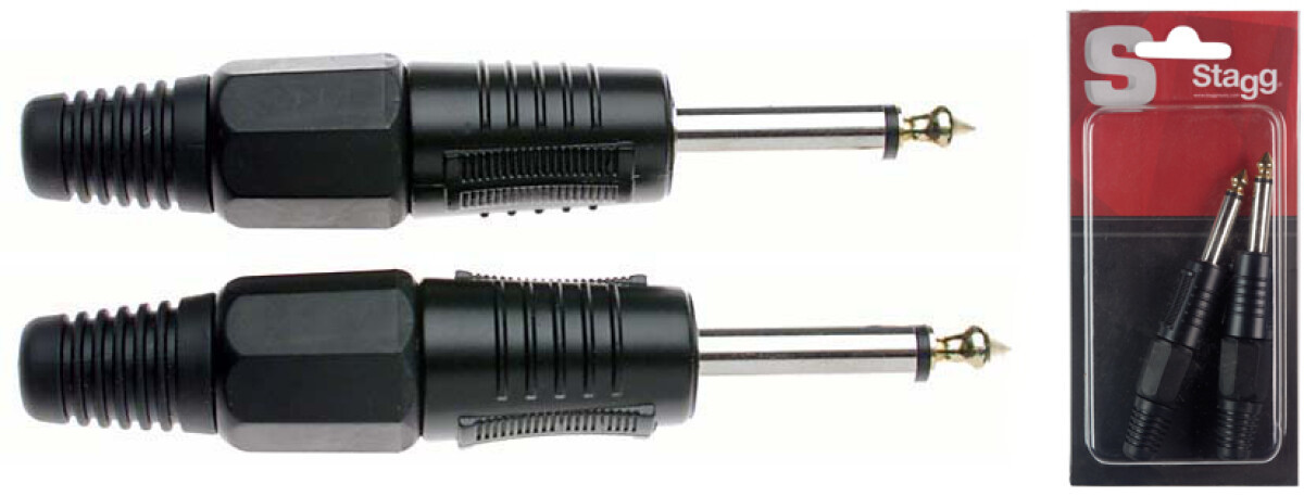 Stagg B002BKH 1/4" Professional Black Phone plug with Gold tip - 2 pcs