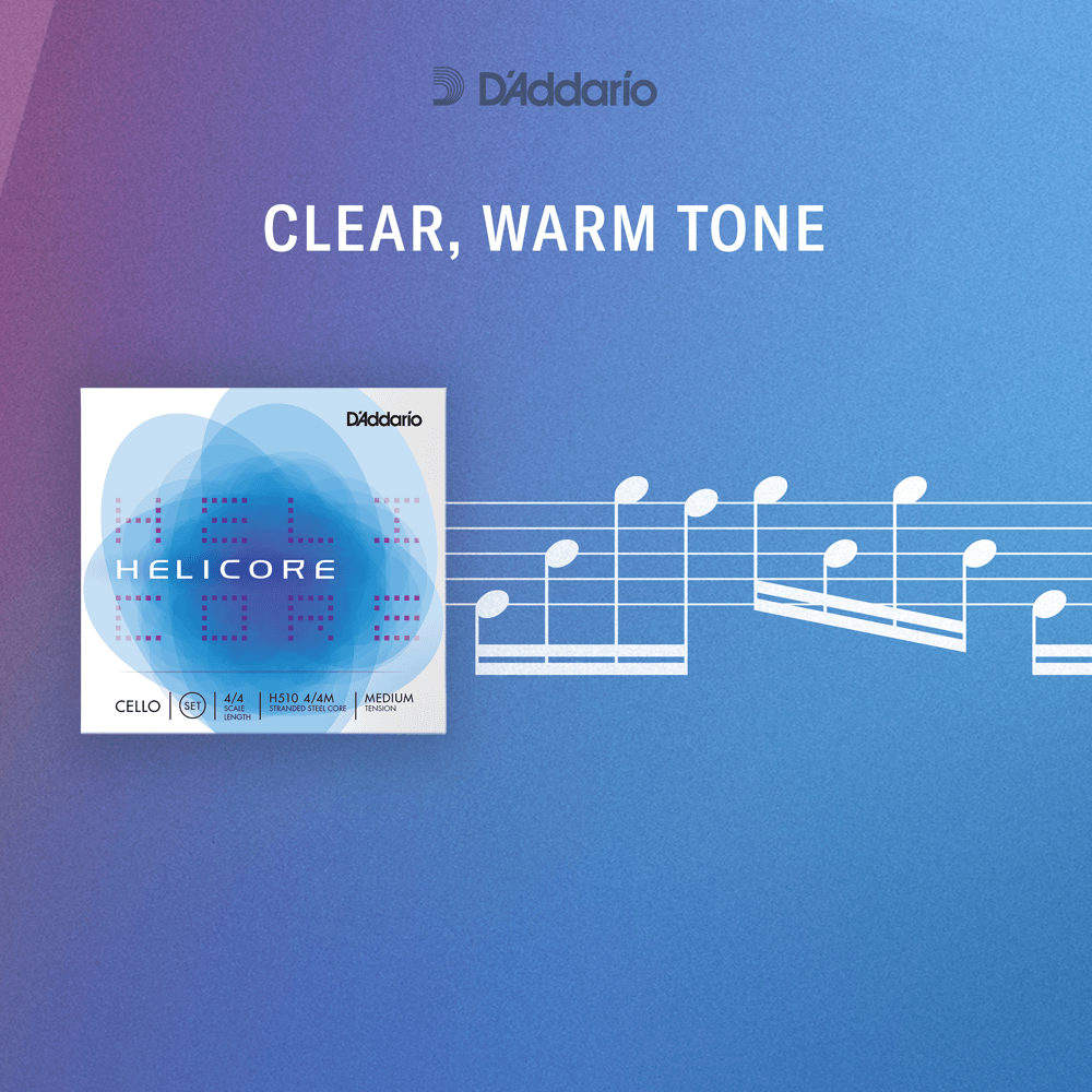 D'Addario Helicore Violin String Set, 4/4 Scale, Medium Tension