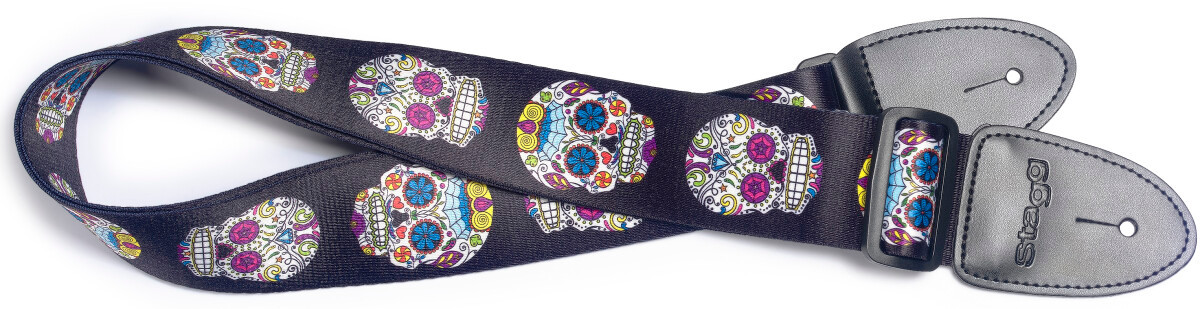 Stagg Terylene guitar strap Mexican skull
