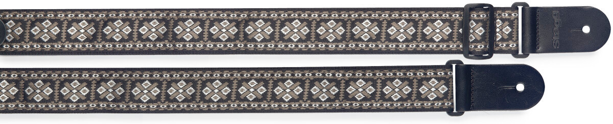 Stagg Woven nylon guitar strap with cross pattern-White