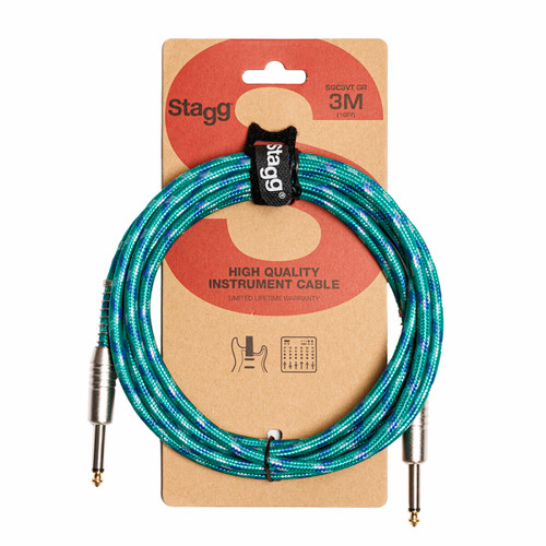 Stagg 3 m (10')  Vintage Tweed Cable-Straight to Straight GR
