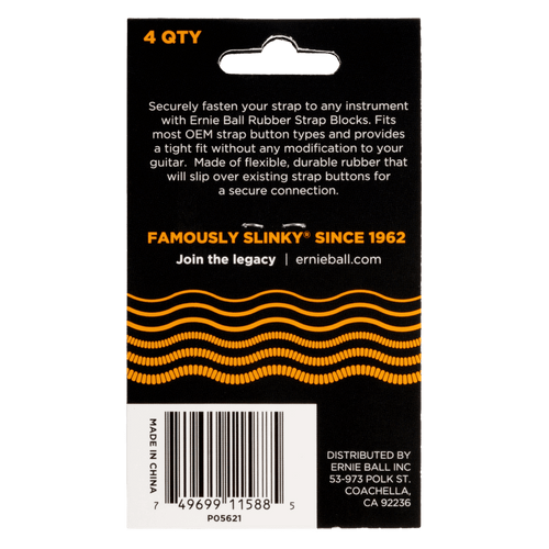 Ernie Ball Strap Blocks - Orange - 4 Pack