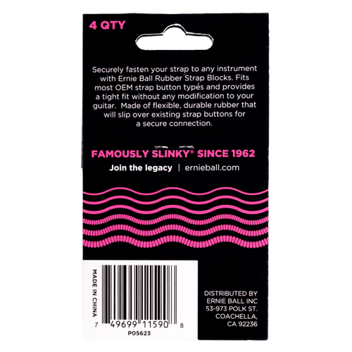 Ernie Ball Strap Blocks - Pink - 4 Pack