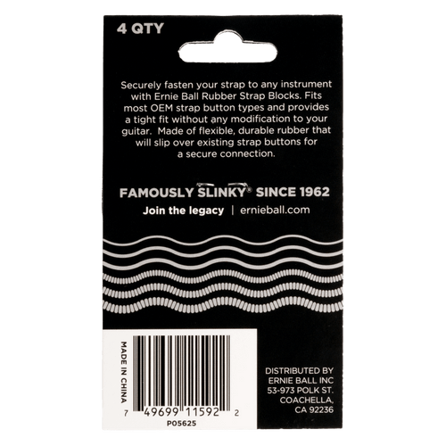 Ernie Ball Strap Blocks - Gray - 4 Pack