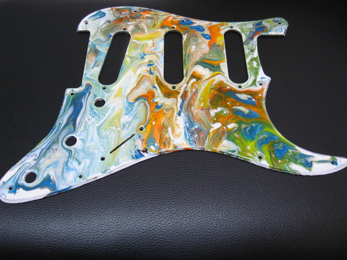 Custom Painted Stratocaster Pickguard -Partridge Family Swirl