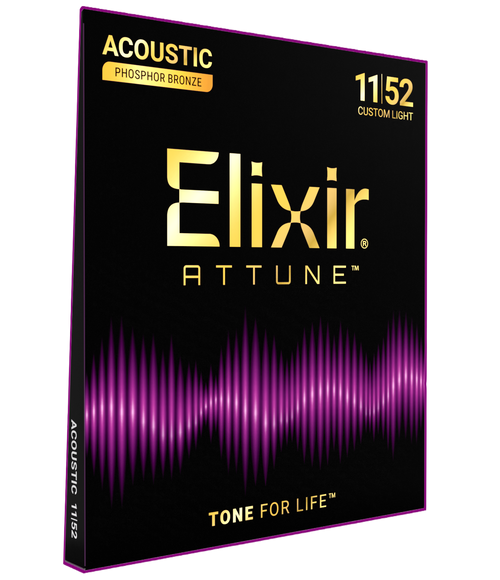 Elixir Attune Acoustic Phosphor Bronze Guitar Strings, Custom Light (.011-.052)
