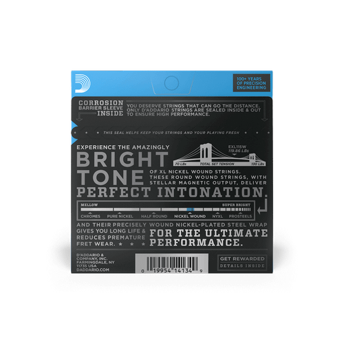 D'Addario EXL115W Medium Wound Third 11-49, XL Nickel Electric Guitar Strings