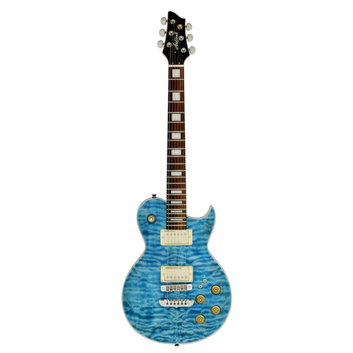 ARIA PRO II PE-480 See-Through Emerald Blue Electric Guitar
